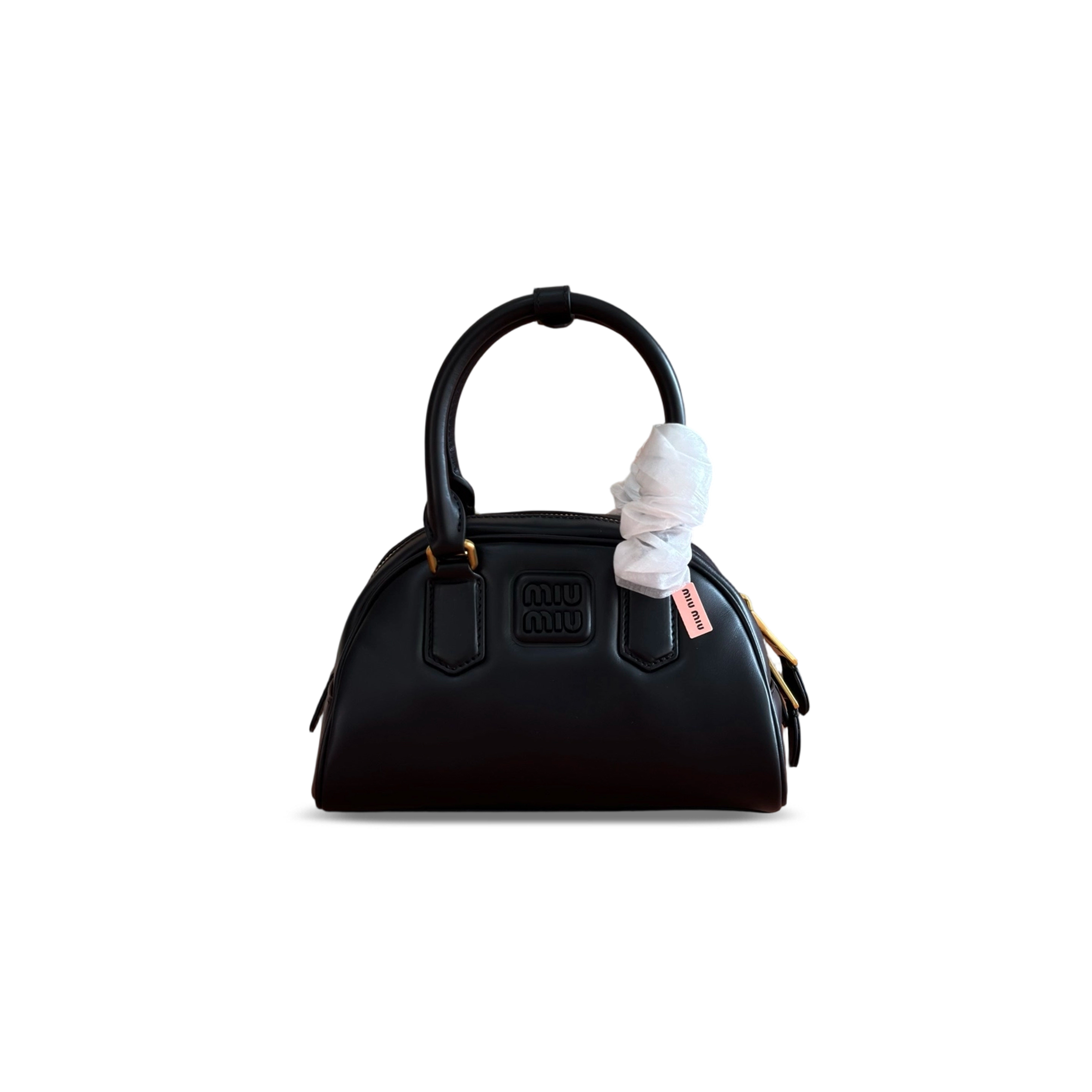 MIU MIU COGNAC ARCADIE LEATHER BAG 5BB191 (22*13*10.5cm)